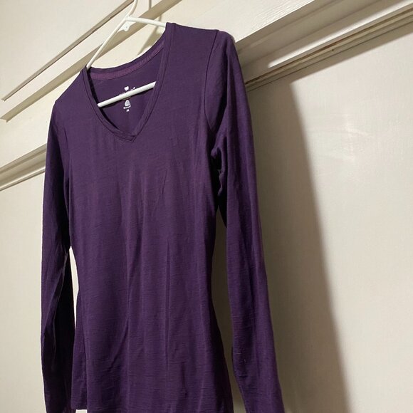 Seg'ments, 100% Merino wool, purple V-neck sweater, size M - Picture 5 of 10